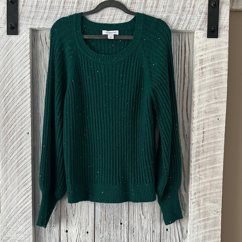 Liz Claiborne Forest Green Crew Neck Sweater